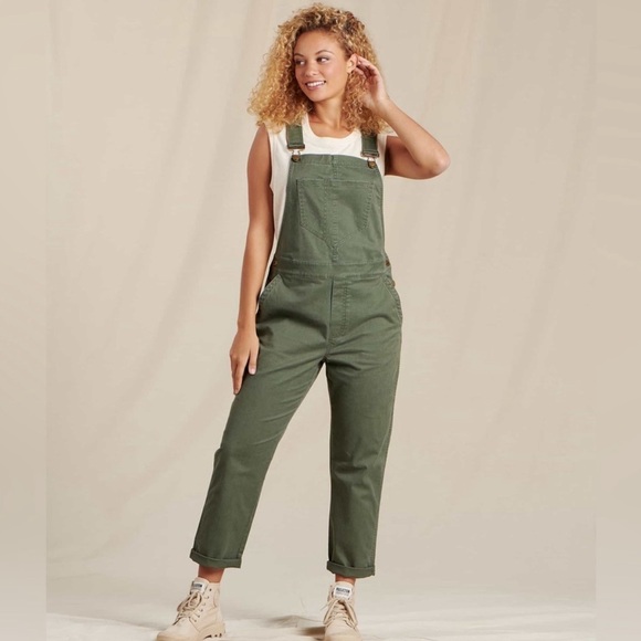 Toad&Co Pants - Toad & Co Beetle Vintage Wash/Green Cottonwood Overalls Organic Cotton Size XL